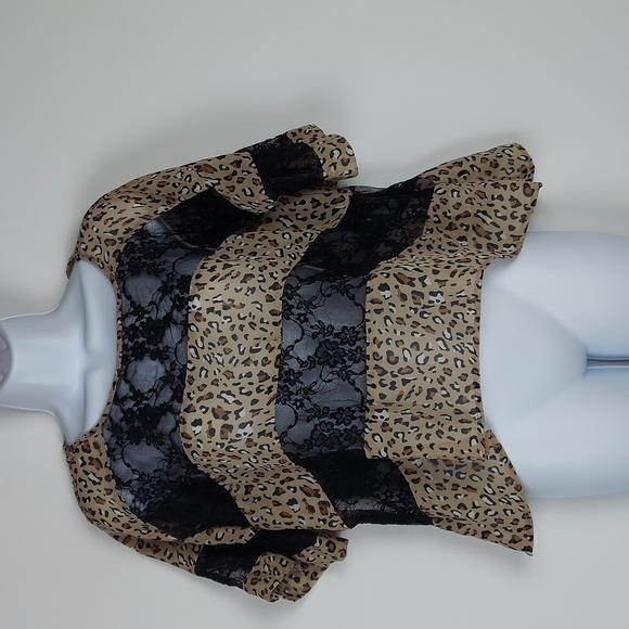 Material Girl Leopard and Lace Top - Picture 1 of 6